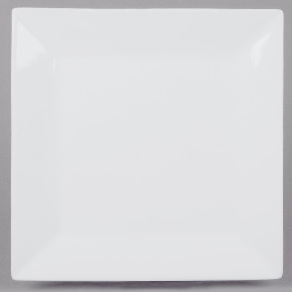 A Cal-Mil large square white porcelain platter with a square edge.