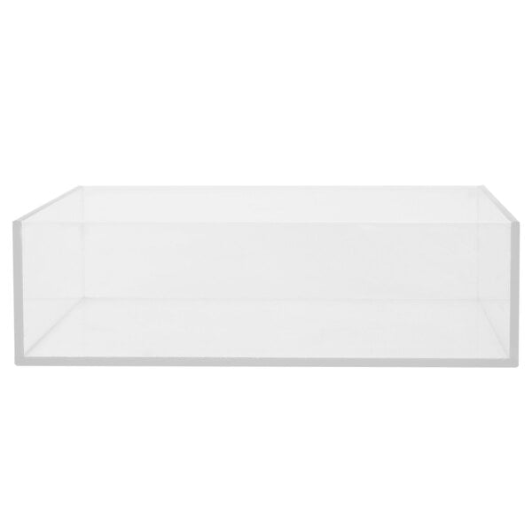 A clear rectangular object with a white background.