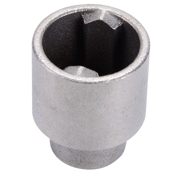 A silver Robot Coupe coupling with a hexagon head.