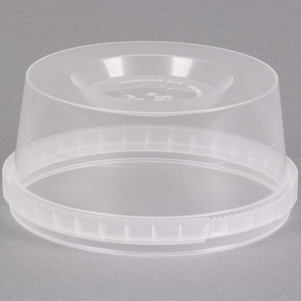 A 12 oz. clear plastic deli container with a lid.