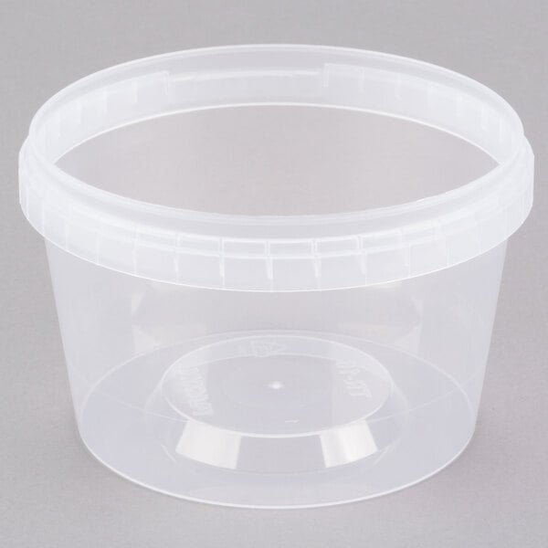 A clear plastic Tamper Evident deli container with a lid.