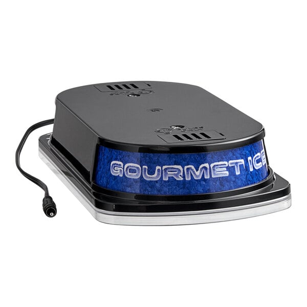 A black rectangular Bunn hopper lid with white text.