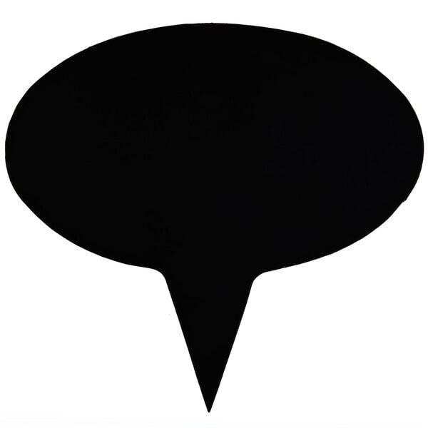 A white oval chalkboard with a black speech bubble border.