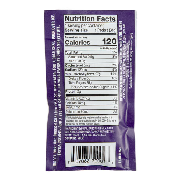 Oregon Chai Single-Serve Packets Original Chai Tea Latte Mix - 144/Case