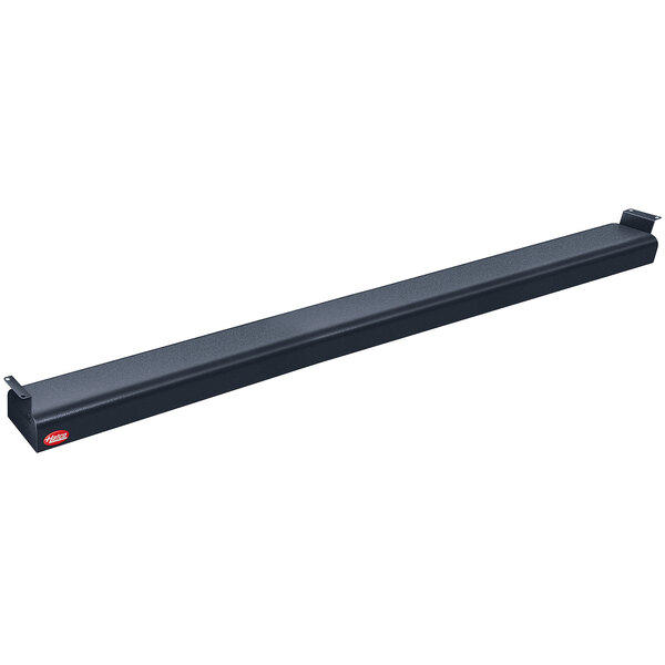 A long black rectangular metal shelf with a long handle.