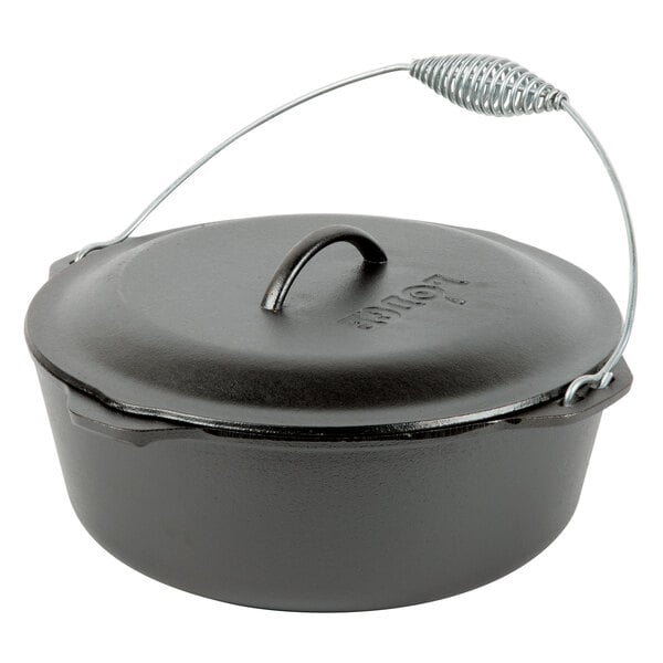 Lodge L12do3 9 Qt Pre Seasoned Cast Iron Dutch Oven With Spiral Bail Handle