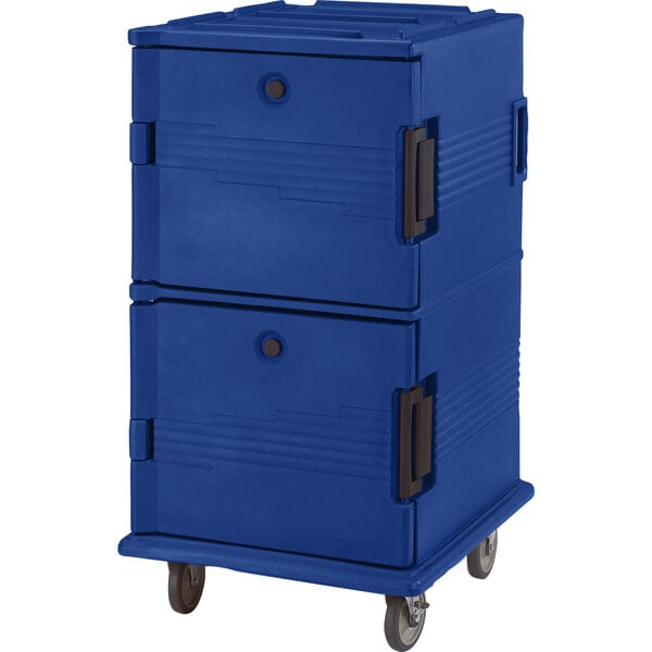 a blue plastic storage box