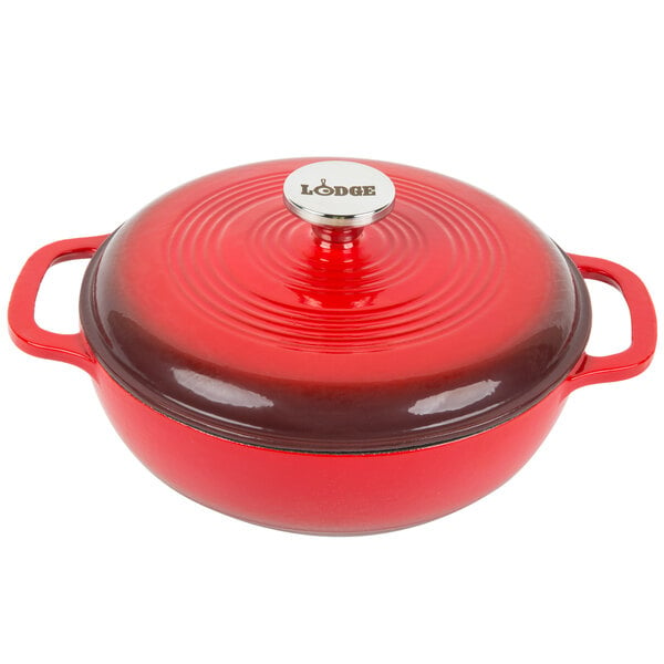 Lodge Ec3d43 3 Qt Island Spice Red Color Enamel Dutch Oven