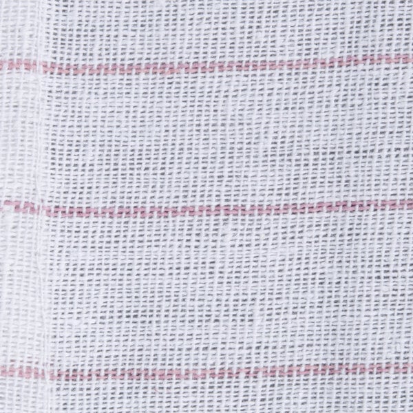 A close up of a red and white pinstripe fabric.