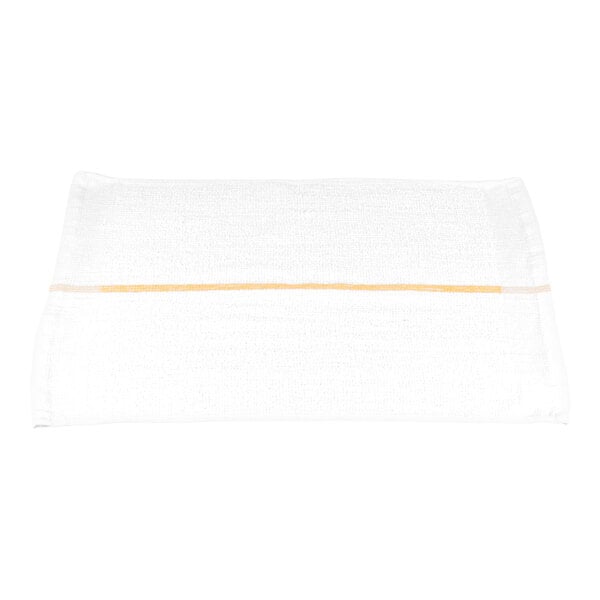 Chef Revival 16" x 19" 28 oz. Gold-Striped 100% Cotton Bar Towel - 12/Pack