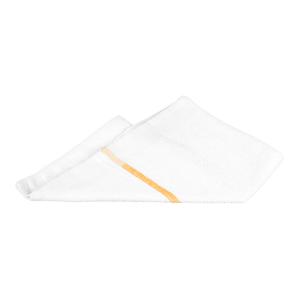 Chef Revival 16" x 19" 28 oz. Gold-Striped 100% Cotton Bar Towel - 12/Pack