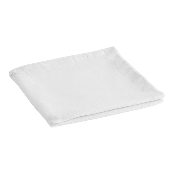 A folded white 100% cotton flour sack towel.