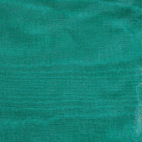 A close up of a green vinyl fabric with a flannel back.
