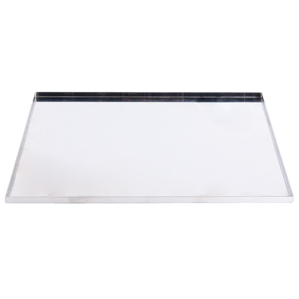A clear plastic rectangular tray with a black border.