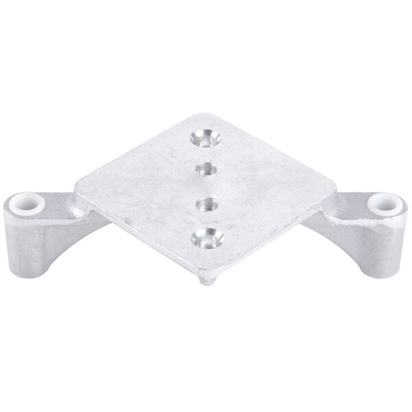 A silver metal Nemco Push Block Guide Assembly with two holes in it.