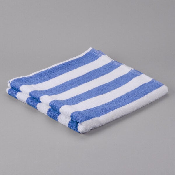 Oxford Classic 30 x 60 Blue Stripes 100% Cotton Cabana Pool Towel 9 lb. -  36/Case