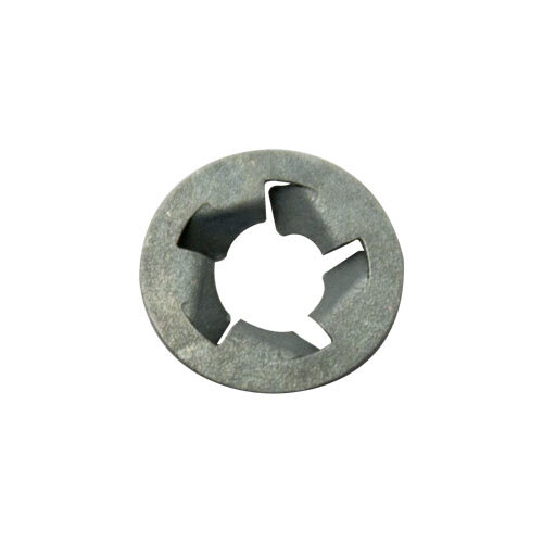 A close-up of a Nemco Push Nut Bolt Retainer with a hole in the middle.