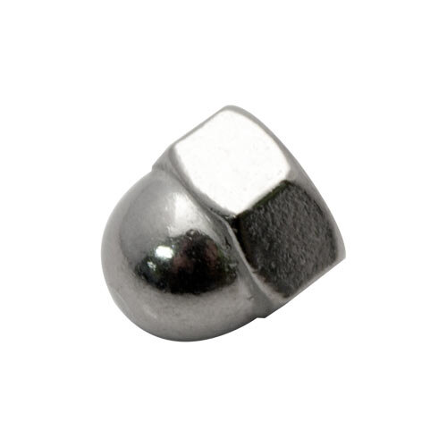 A close-up of a silver Nemco acorn nut.