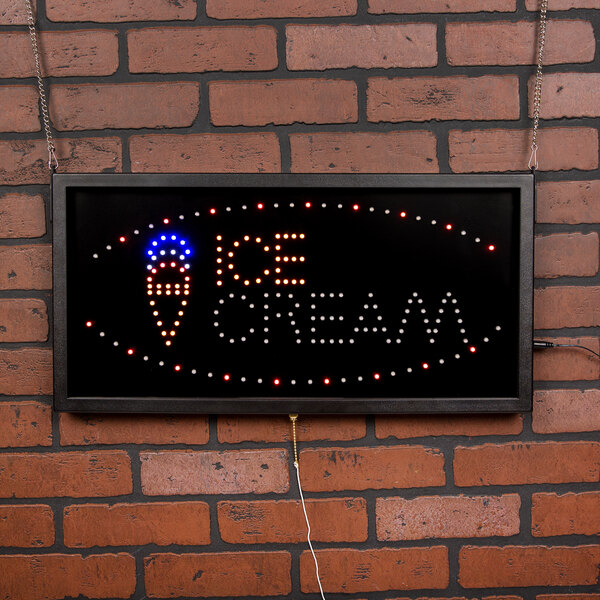 An Aarco LED sign that says "Ice Cream" on it.