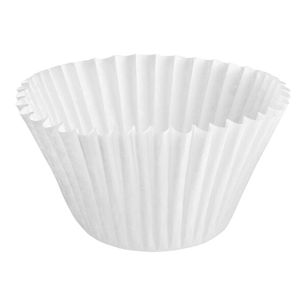 A white paper coffee filter with a fan shape.