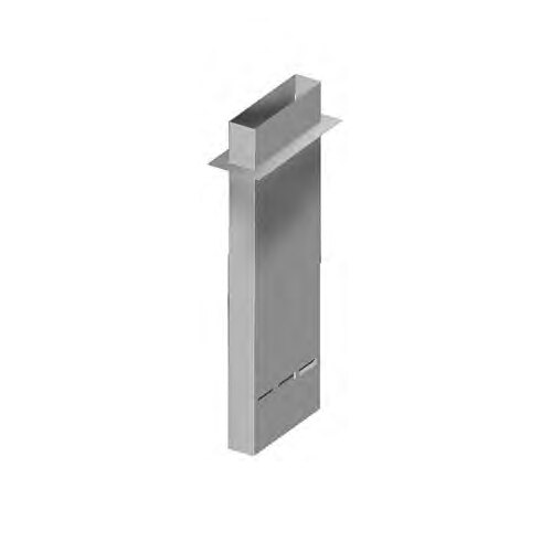 A grey rectangular stainless steel vent with a black top.