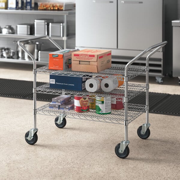 Regency 24" x 46" Three Shelf Chrome Heavy Duty Utility Cart