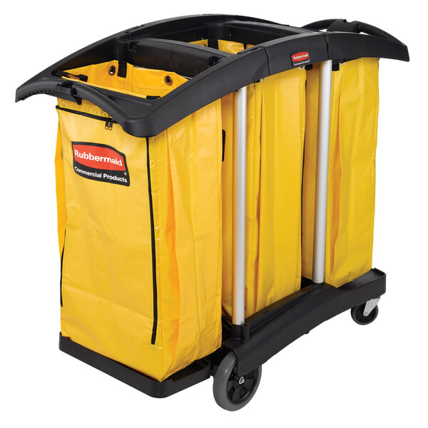 Rubbermaid FG9T9200BLA Triple Capacity Janitor Cart