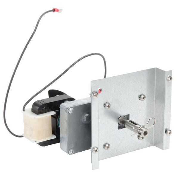 A Nemco rotary rack motor assembly with wires attached to a metal box.