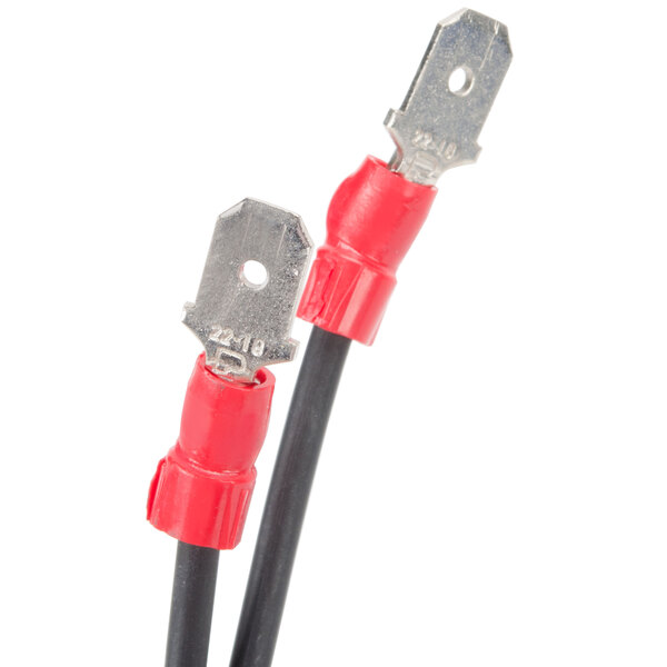 A close-up of a Nemco Rotary Rack Motor Assembly red and black electrical cable.