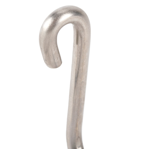 A silver metal wall rack hook.