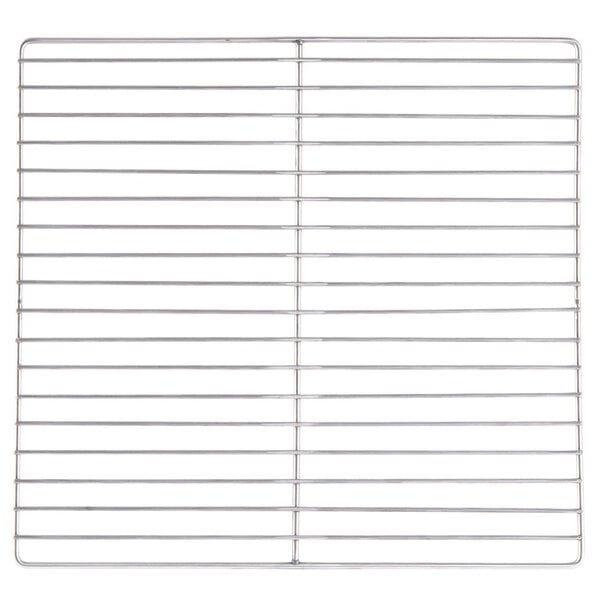 A close-up of a metal grid used as an oven rack.