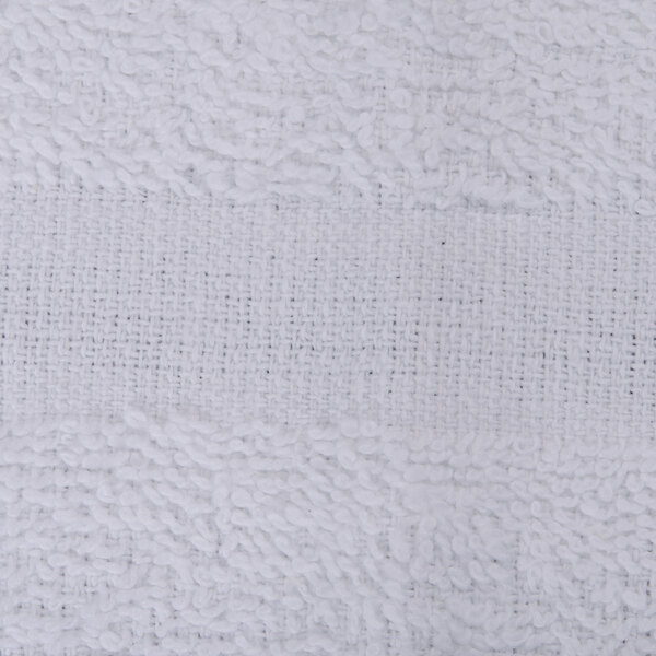 An Oxford Gold white cotton/poly wash cloth with a hemmed cam border.