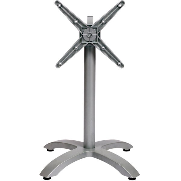 A silver metal BFM Seating Bali table base with four legs and a cross.