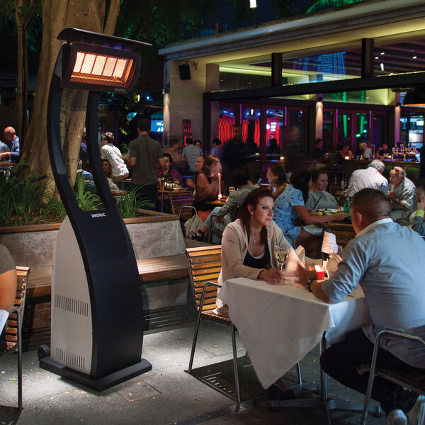 Bromic tungsten SmartHeat patio heater with curved base and rectangular heater at top