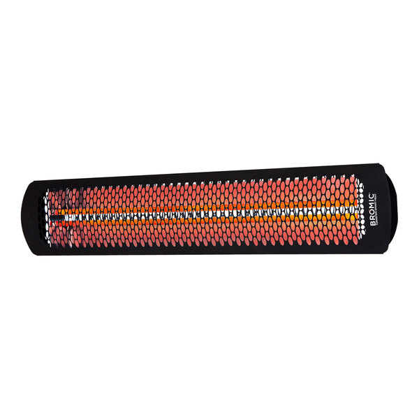 A black Bromic Heating Tungsten Smart-Heat electric patio heater with orange accents.