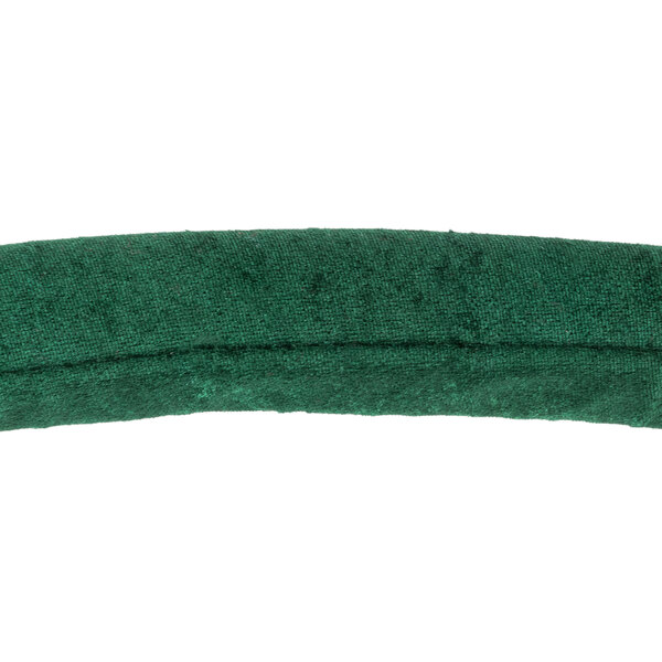 A green stanchion rope with brass ends on a white background.