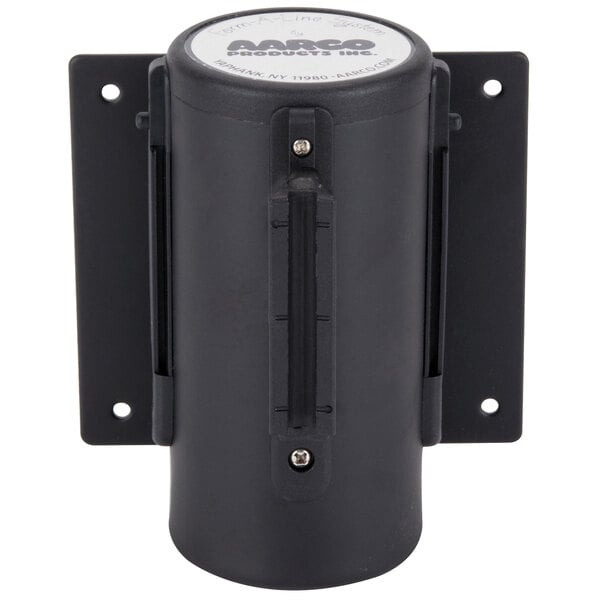 A black Aarco wall-mounted stanchion cylinder.