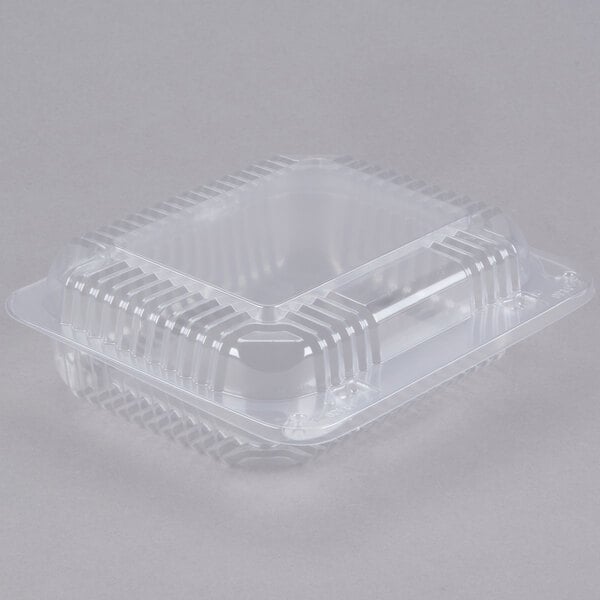 8 Small Plastic Containers with Hinged Lids, Rectangular Clear