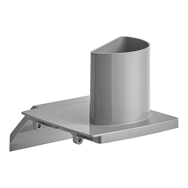 A gray metal Robot Coupe feed lead assembly.