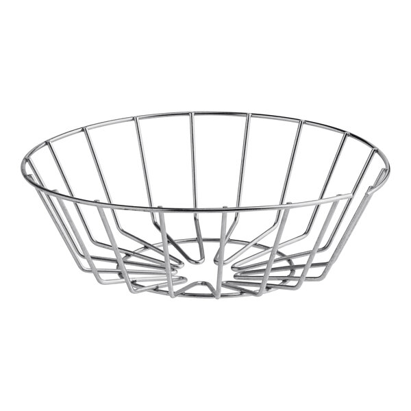 A metal funnel basket with wire.