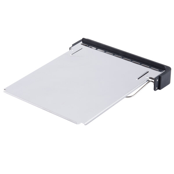 A metal crumb tray for a Waring conveyor toaster.