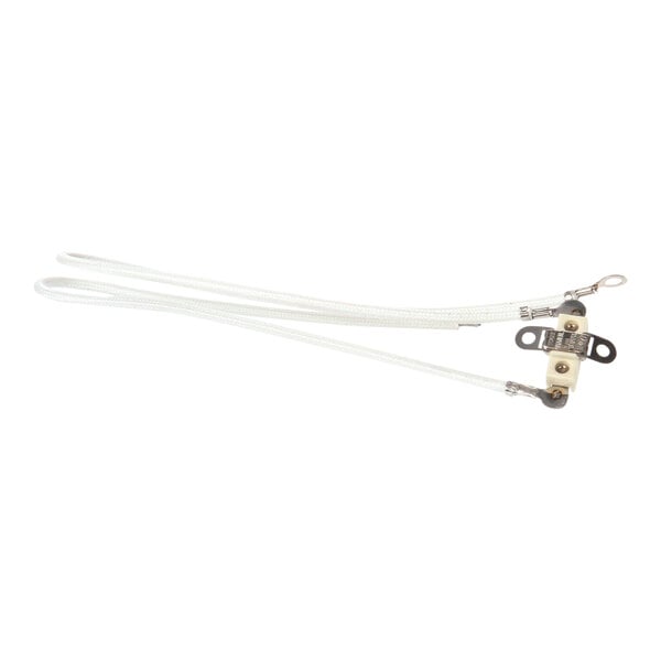 A white and silver wire with a white handle.