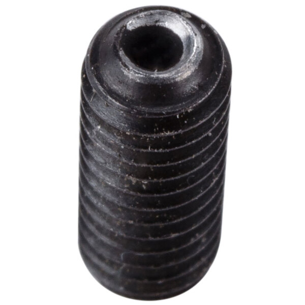 A close-up of a Waring screw with a black threaded end.