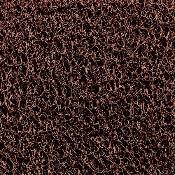 A close-up of a brown unbacked scraper mat with a pile of brown coil.