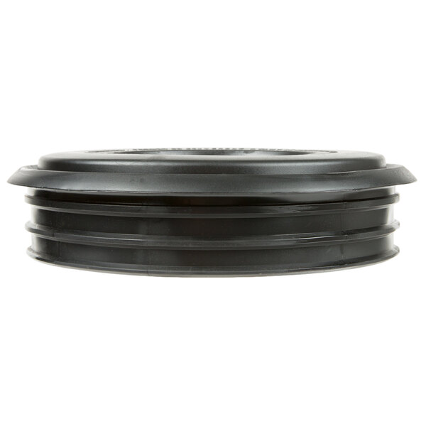 A black vinyl lid with a circular rim.