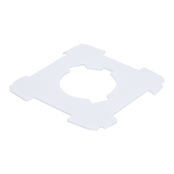 A white plastic circle with a hole in it.