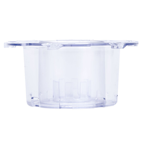 A clear plastic container with a clear lid.