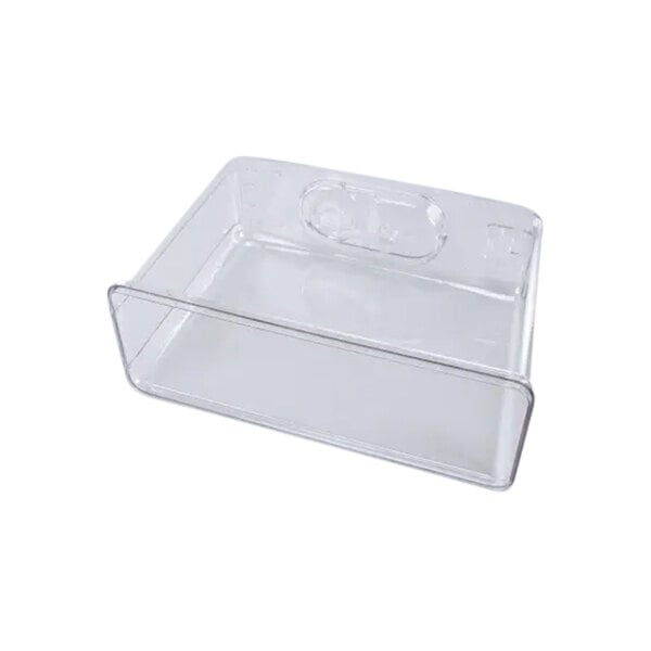 A clear plastic Grindmaster-Cecilware 20L bowl with a lid and a handle.