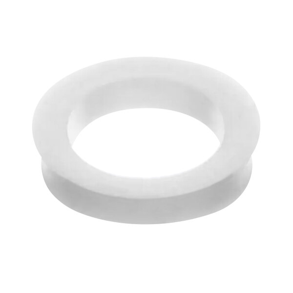 A white rubber circle with a hole in it.