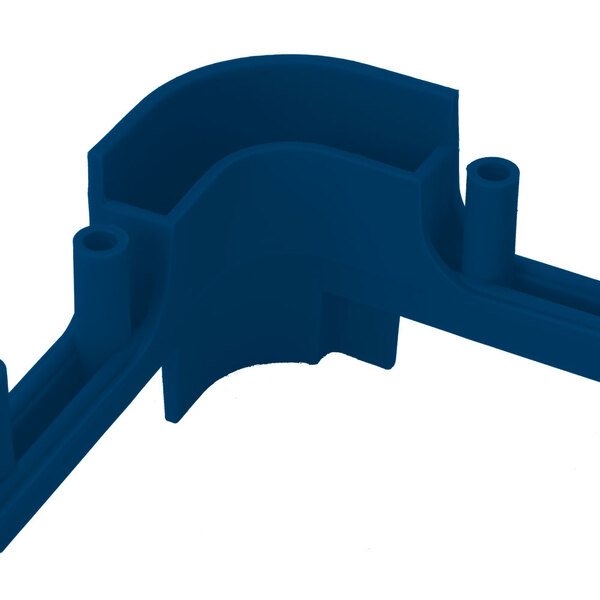 A Vollrath Royal Blue plastic extender with holes.